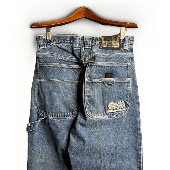 VINTAGE Y2K Southpole Baggy Embroidered Carpenter Jeans 32 Blue Skate Hip Hop